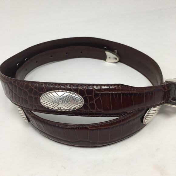 Fossil Brown Leather Silver Embellished Belt 36 main image 7